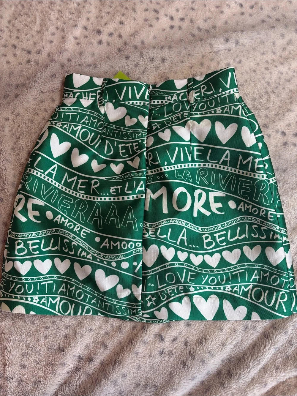 Green Graphic Mini Skirt